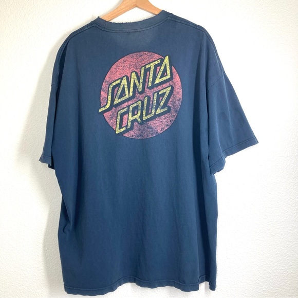 Y2K santa Cruz Tee Shirt Short Sleeves Blue XXL Cotton Distressed Skate - Picture 8 of 14